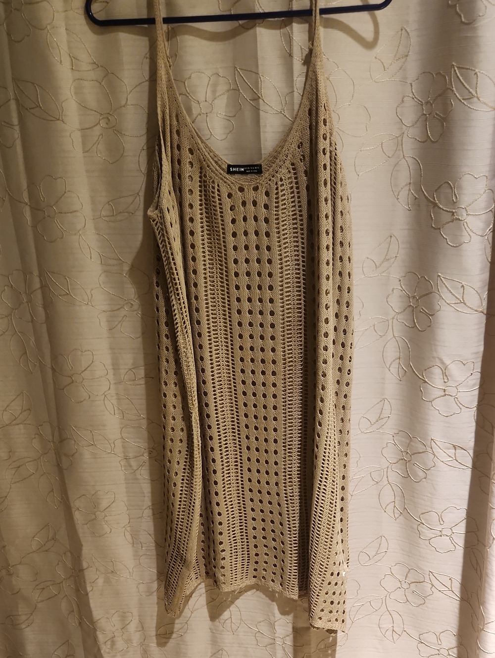 SHEIN Beige Crochet Openwork Coverup